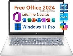 HP 17.3" Business Laptop, Free Microsoft Office 2024, Copilot AI Chat, Non-Touch Widescreen FHD Display, Intel 6-Core i3-1215U Upto 4.4 GHz, 16GB RAM, 1TB SSD, 6 Hours Battery, Windows 11 Pro
