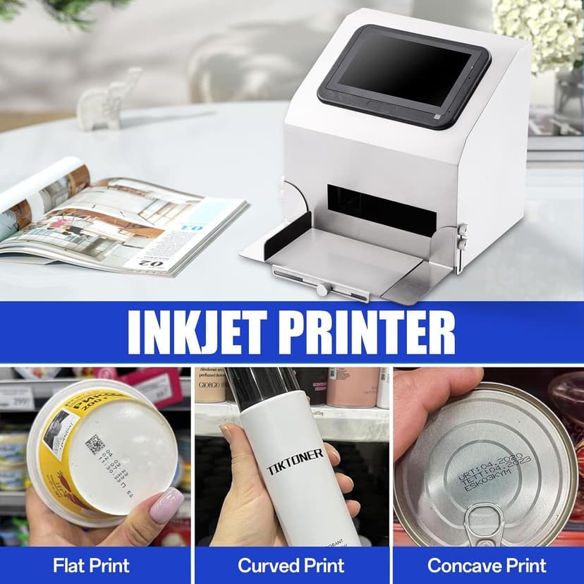 Automatic Coding Machine | 5 Inch LCD Screen Desktop Inkjet Date Coder,High-Resolution Batch Coding Printer with 42ml Ink Cartridge for Date, Picture, Batch Number, Label