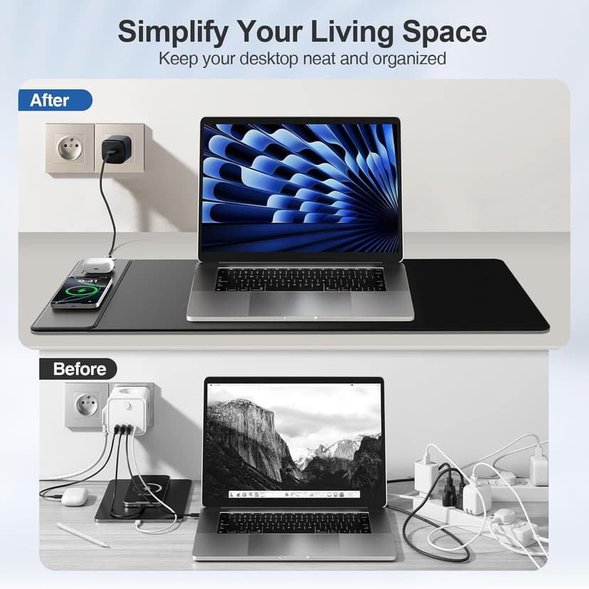 Wireless Charging Mouse Pad, 31.5"x15.8" Large Gaming Desk Mat with 15W Fast Charging, Ultra-Smooth Surface, Non-Slip Base, Waterproof Mousepad Keyboard Pad for PC, MacBook, Laptop, Black