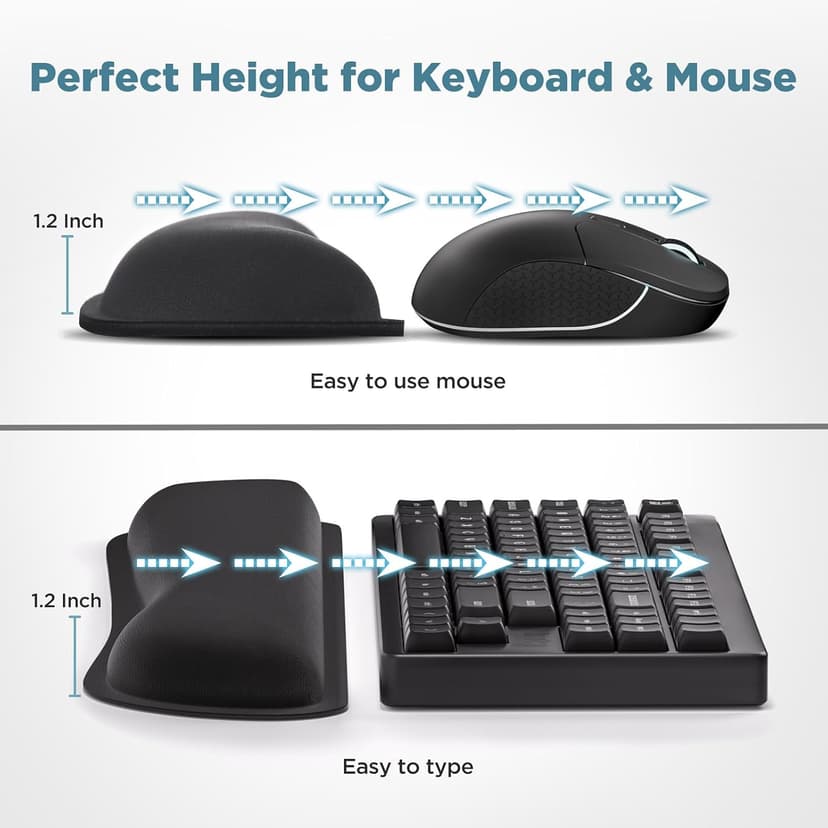 Gimars Upgrade Enlarge Silky Gel Memory Foam Keyboard Wrist Rest, Wrist Rest for Computer Keyboard, Ergonomic Design for Typing Pain Relief, Mousepad Rests, Wrist Support for Office, Gaming, Black