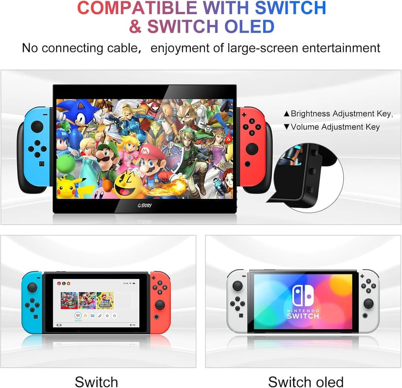 G-STORY 10.1‘’ Portable Monitor for Switch, 1080P Portable Gaming Monitor IPS Screen with USB Type-C and Randomly Bag, Game Mode, Travel Monitor fo Switch（not Included）