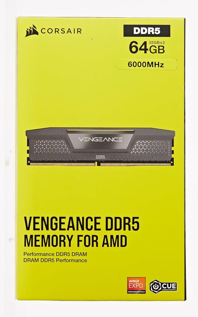 Corsair VENGEANCE DDR5 64GB (2x32GB) DDR5 6000MHz CL30 AMD EXPO Intel XMP iCUE Compatible Computer Memory – Gray (CMK64GX5M2B6000Z30)