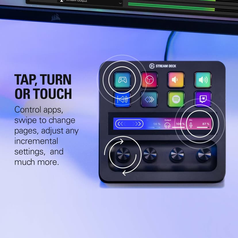Elgato Stream Deck + XLR - Audio Mixer & Controller, Rear XLR-to-USB Mic Interface, Compatible with any Mic for Podcasting, Streaming, Content Creators, dials and LCD keys, PC/Mac