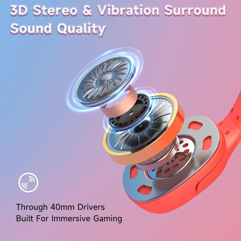 Gaming Headset for Nintendo Switch/Lite/OLED, Gaming Headphones with Mic for Nintendo Switch Fortnite/Sports (Red/Blue)
