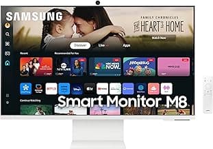 SAMSUNG 32-Inch M8 (M80D) Series 4K UHD Smart Monitor with Streaming TV, Speakers, HDR10+, AI Upscaling, USB-C, Ergonomic Stand, SlimFit Camera, Gaming Hub, LS32DM801UNXZA, 2024