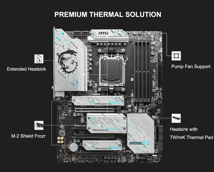INLAND Micro Center AMD Ryzen 7 7700X CPU Processor with MSI X670E Gaming Plus Motherboard, AM5 Socket, DDR5, PCIe 5.0, WiFi 6E