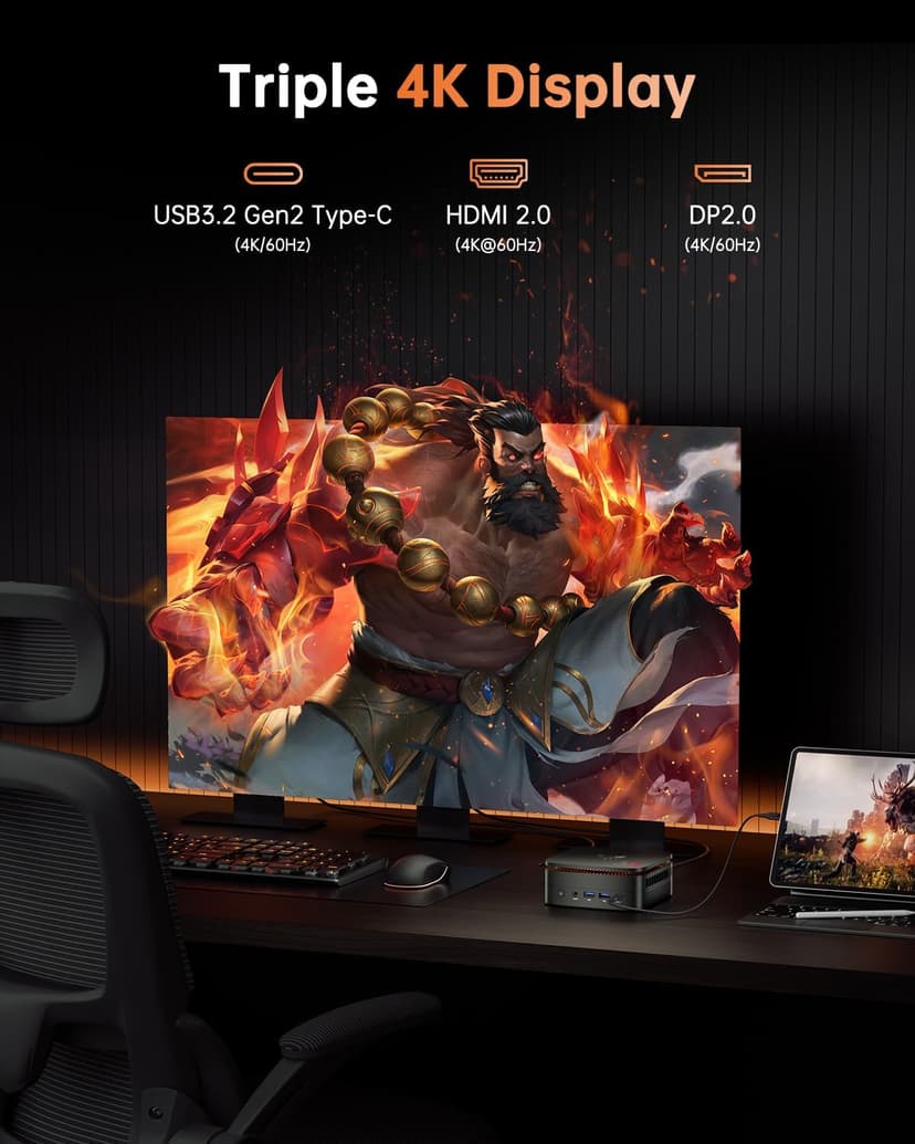 KAMRUI H1 Mini Gaming PC, AMD Ryzen 7 6800H, 16GB DDR5 4800MHz 512GB M.2 NVMe PCIe3.0x4 SSD Mini PC(8C/16T, up to 4.7GHz), 16MB L3 Smart Cache, Triple 4K Display/WiFi6/BT5.2/Mini Desktop Computers
