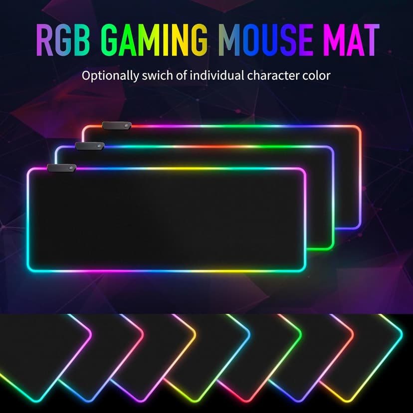 Large RGB Gaming Mouse Pad -15 Light Modes Touch Control Extended Soft Computer Keyboard Mat Non-Slip Rubber Base for Gamer Esports Pros 31.5X11.8