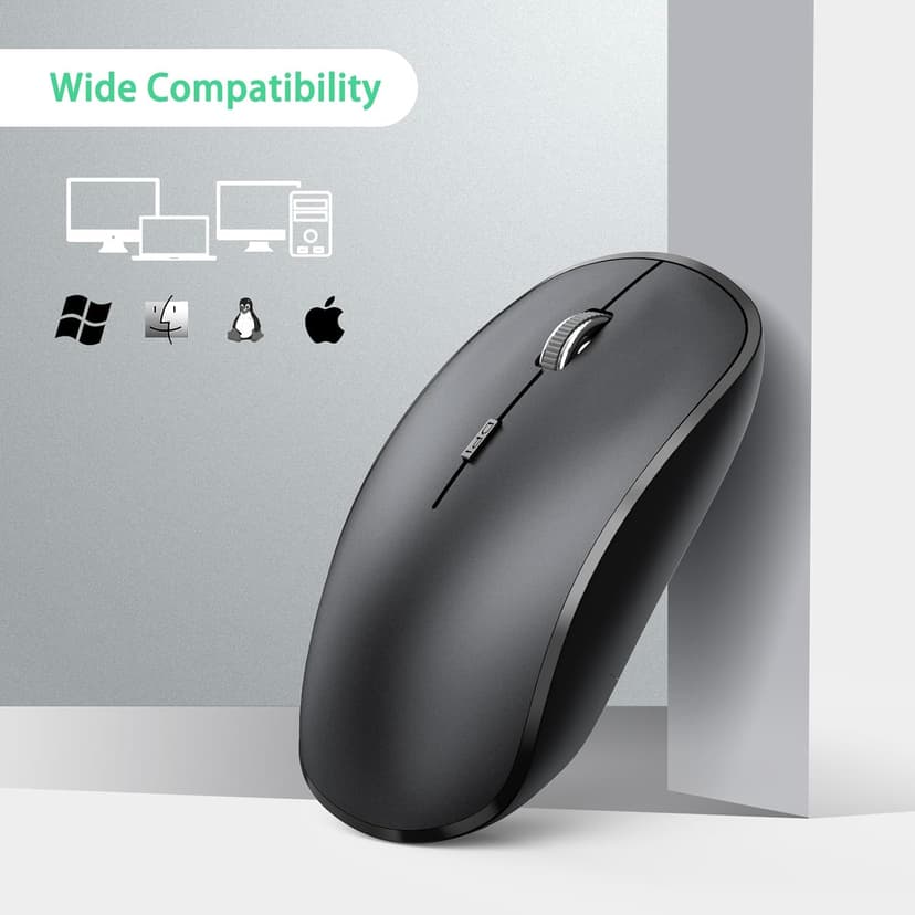 JOYACCESS Wireless Mouse, 2.4G Portable Slim Silent Computer Mouse Wireless with USB Nano Receiver, 2400 DPI, for Notebook, Laptop, PC - Black
