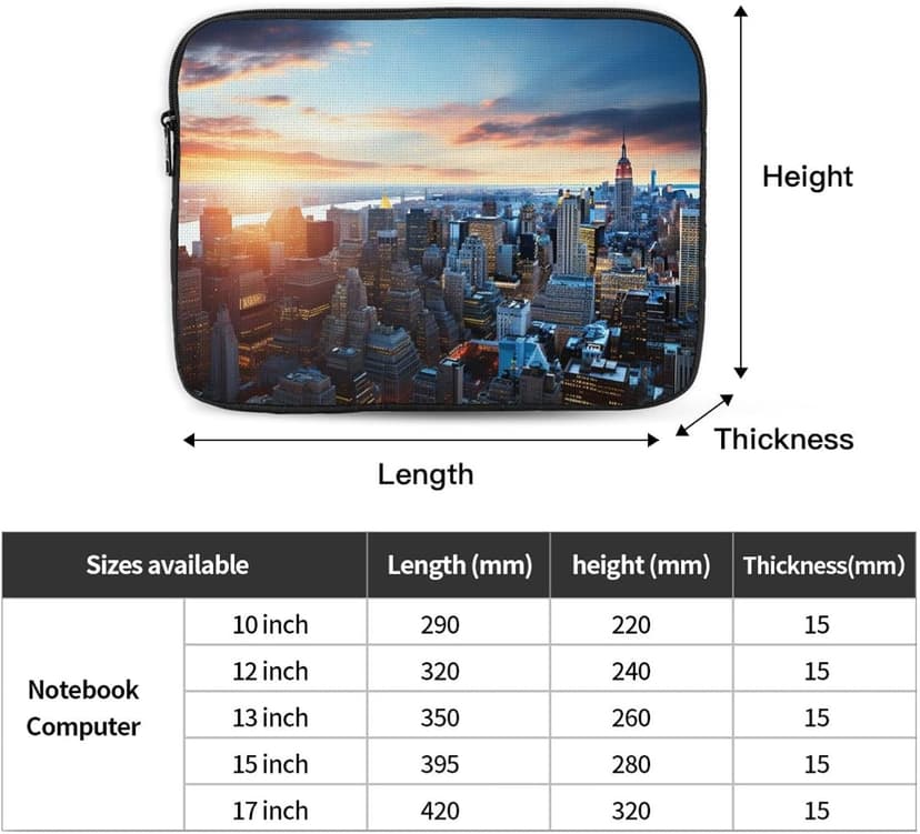 Laptop Case Sleeve 13 inch Laptop Bag Shockproof Computer Carrying Cover Protective New York City Skyline Notebook Case