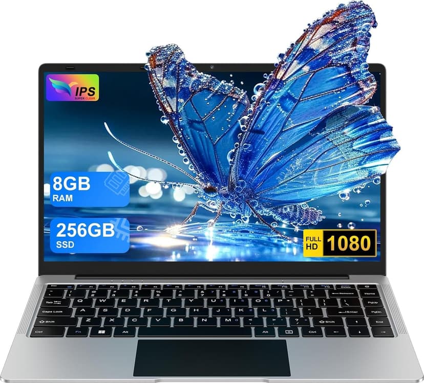 2025 14 Inch Laptop Computer Win 11 8GB+256GB SSD Up to 1TB SSD Expand Laptops N4020 Up to 2.8Ghz DDR4 1080p FHD Dual WiFi BT4.2 with Webcam Screen Projection Function for Business Student--Silver