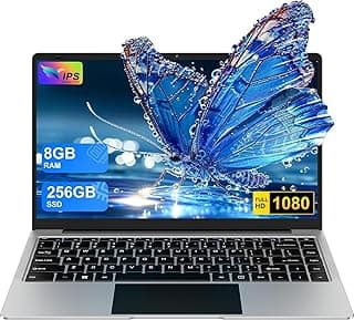 2025 14 Inch Laptop Computer Win 11 8GB+256GB SSD Up to 1TB SSD Expand Laptops N4020 Up to 2.8Ghz DDR4 1080p FHD Dual WiFi BT4.2 with Webcam Screen Projection Function for Business Student--Silver