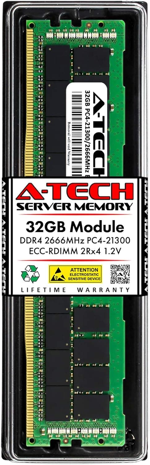 A-Tech 32GB RAM Replacement for Hynix HMA84GR7AFR4N-VK | DDR4 2666MHz PC4-21300 2Rx4 1.2V ECC RDIMM Registered 288-Pin DIMM Memory Module