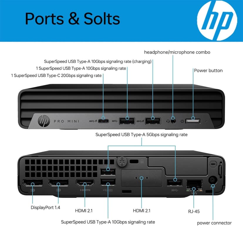 HP Pro 400 G9 Mini PC Desktop Computer, Intel CPU, 16GB DDR5 RAM, 256GB PCIe SSD, Triple 4K Display Support, USB-C, Ultra-Quiet Design, Bluetooth 5.2, WiFi 6, Keyboard and Mouse, Windows 11 Pro