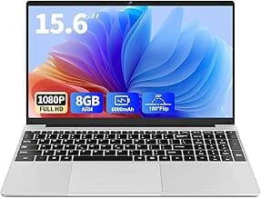 15.6" School Laptop,Compatible With Windows 11 Laptop Computer for Business ,8GB RAM 256GB SSD,Intel N4000, FHD 1920 x 1080 Screen,MS Office,WiFi,BT4,2xUSB3.0,Long Battery Life Student Computer