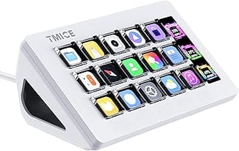TMICE Stream Controller - Live Production Controller with 15 Customizable LCD Keys and Adjustable Stand, Trigger Actions in OBS Studio, Streamlabs, Twitch, YouTube and More, Works with PC/Mac
