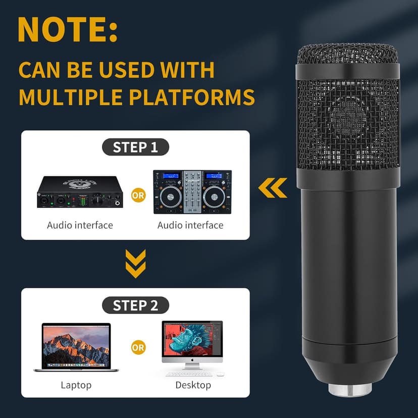 AMOOX Condenser Microphone,Professional USB Microphone Plug & Play PC Computer Microphone Condenser Cardioid Mic Kit with Adjustable Boom Arm Stand Shock Mount,for Podcast,Streaming,YouTube，Tiktok