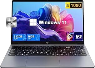2025 Laptop Computer with Windows 11, Intel N150 Quad-Core Processor 16GB DDR4 RAM 512GB SSD, 15.6" FHD IPS Display, WIFI,5000mAh Battery,USB3.2 Gen1,Portable Laptops for Business Office Student