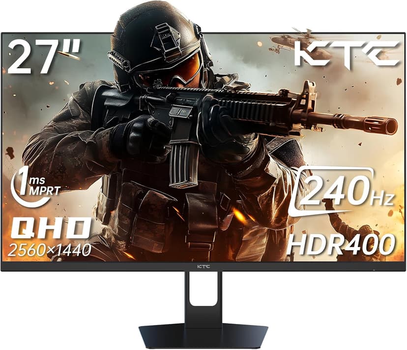 27'' 240hz Gaming Monitor 1440p(2560× 1440) 144Hz 1ms Fast HVA HDR400 130% sRGB HDMI & DisplayPort AdaptiveSync VESA Tilt Eye Care