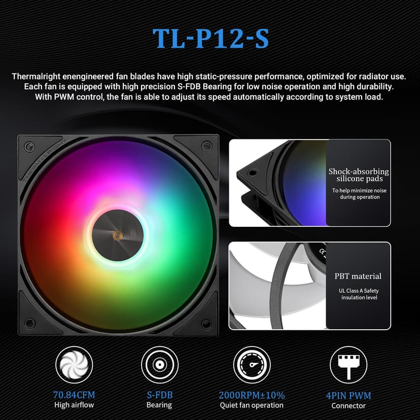 Thermalright FW360 Black ARGB CPU AIO Cooler,PC 360 Specification Water Cooler System,IPS LCD Screen with 320x240 Resolution,for AM5&Intel LGA1700/1851,CPU Cooler Comes with 2.4-inch LCD Display
