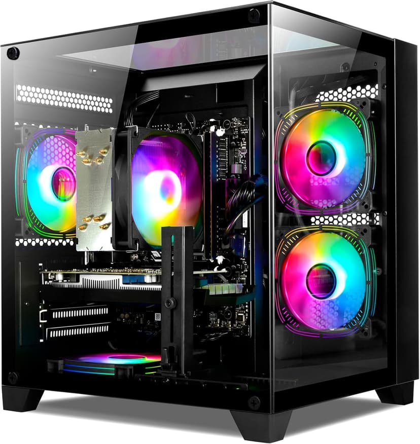 Gaming PC, Prebuilt Desktop with Intel 12th Core i5-12400F & GeForce RTX3050, 32G DDR4 RAM, 1TB NVME SSD, Tower Computer for Gaming, Home and Office (Black)