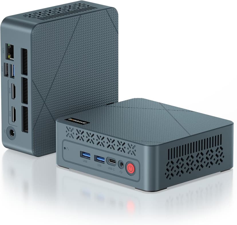 E2 Mini PC Desktop Computers, AMD Ryzen 5 3550H, 16GB DDR4, 512GB PCIe SSD, 4K Triple Display, Type-C & USB3.2, RJ45 & Wi-Fi 5 & BT 5.0, Compact Silent PC for Office, Streaming, Home Theater