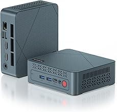 E2 Mini PC Desktop Computers, AMD Ryzen 5 3550H, 16GB DDR4, 512GB PCIe SSD, 4K Triple Display, Type-C & USB3.2, RJ45 & Wi-Fi 5 & BT 5.0, Compact Silent PC for Office, Streaming, Home Theater