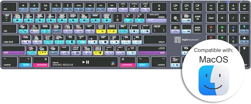 Logickeyboard Wireless Backlit 'Titan' Designed for Editing in Blackmagic's Davinci Resolve • p/n LKB-RESB-TM-US