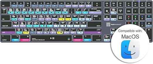 Logickeyboard Wireless Backlit 'Titan' Designed for Editing in Blackmagic's Davinci Resolve • p/n LKB-RESB-TM-US