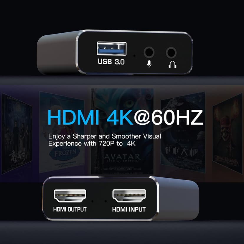 4K Capture Card Gray for Streaming, Recording & Gaming – HDMI Video Capture Device with USB 3.0, 1080p 60fps, Zero Latency for PS5, Xbox, Switch, OBS, PC, Mac – Plug & Play, No Driver Needed