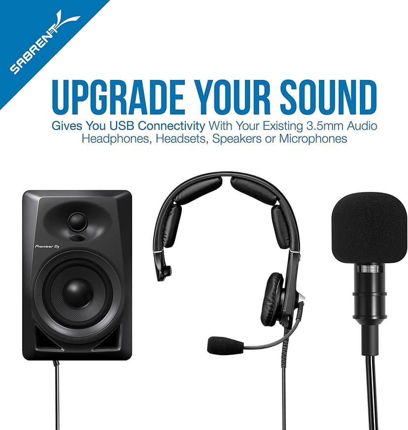 SABRENT USB External Stereo Sound Adapter for Windows and Mac. Plug and Play No Drivers Needed. (AU-MMSA)
