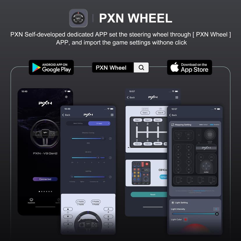 PXN Farm Simulation Controller - CB1 Sim Racing Button Box for Sim Wheel and Racing Wheel, with Adjustable Clamp and Spinner Knob, APP, for American Truck and Farm Simulation Gaming for PC Only