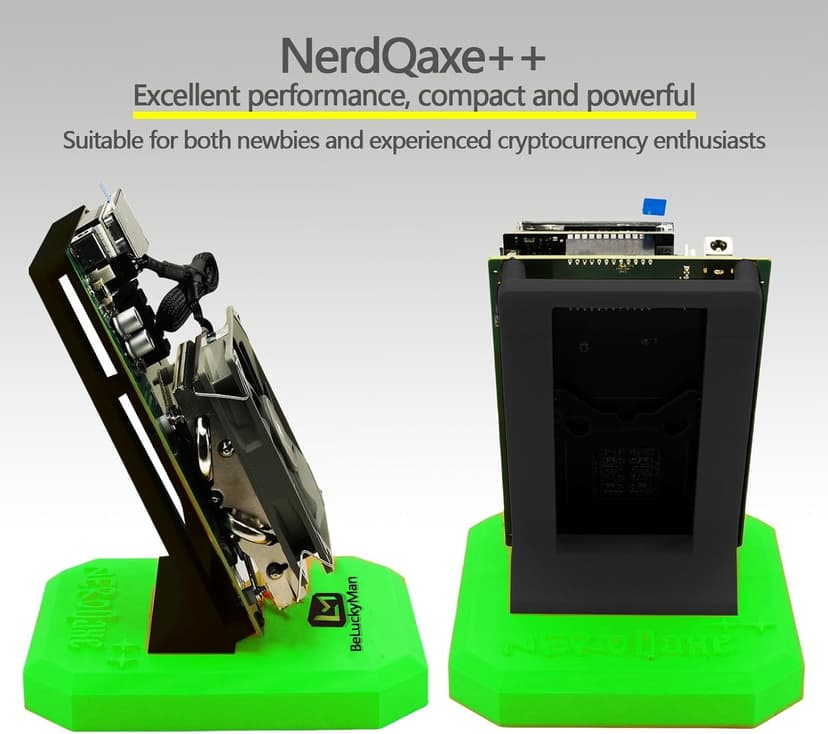 Bitcoins Miner NerdQaxe++ 4.8TH/s ASIC Miner & Crypto Miner - Solo Miner for BTC, 2.4Gwifi Open-Source,SHA-256, Low Power 98W, Silent Home Mining with Bitaxe Miner Technology (Green)