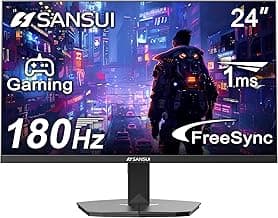 SANSUI 24 Inch Gaming Monitor 180Hz, DP 1.4 & HDMI 2.0 Ports High Refresh Rate Computer Monitor, Racing FPS RTS Modes, 1ms Response Time 110% sRGB (ES-G24F4, HDMI Cable Included)