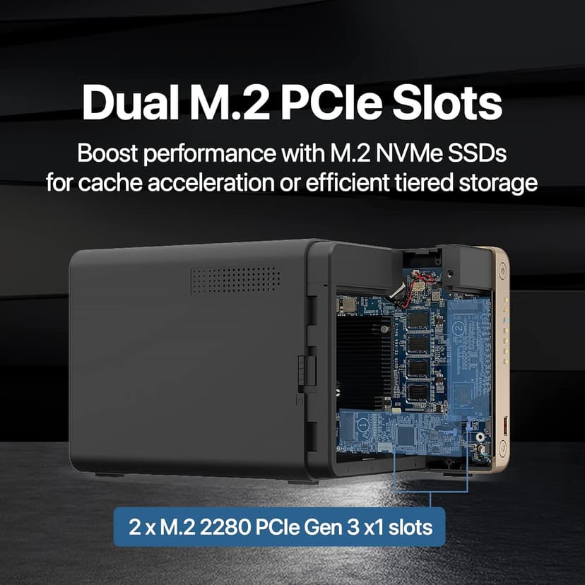 QNAP TS-464-8G-US 4 Bay High-Performance Desktop NAS with Intel Celeron Quad-core Processor, M.2 PCIe Slots and Dual 2.5GbE (2.5G/1G/100M) Network Connectivity (Diskless)
