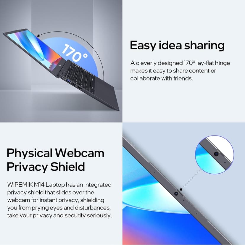 Laptop Computer, 8GB RAM, 128GB SSD, Quad-Core N5095 Processor Laptop, 14" HD Display Laptops, Support WiFi 5, Bluetooth 5.0, USB 3.0, Webcam, Pre-Installed Office Pro Plus 2024