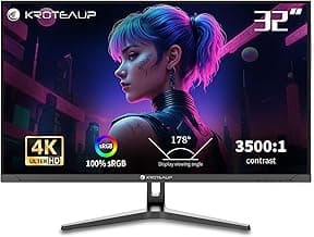 32 Inch UHD Gaming Monitor, (3840 X 2160) Computer Monitor, HDR400, DCI-P3 86%，100% sRGB, Eye Care, Freesync, HDMI, Dp Port and Built-in Speaker, Support Wall