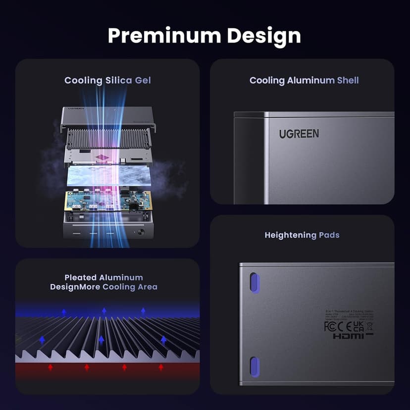 UGREEN Revodok Max 208 8-in-1 Thunderbolt 4 Dock - 40Gbps Hub, 3 x Thunderbolt 4, Dual 4K@60Hz or Single 8K Display, 85W Charging, Gigabit Ethernet, 3 x USB A 3.2 for Mac M1/M2/M3/M4 Pro/Max