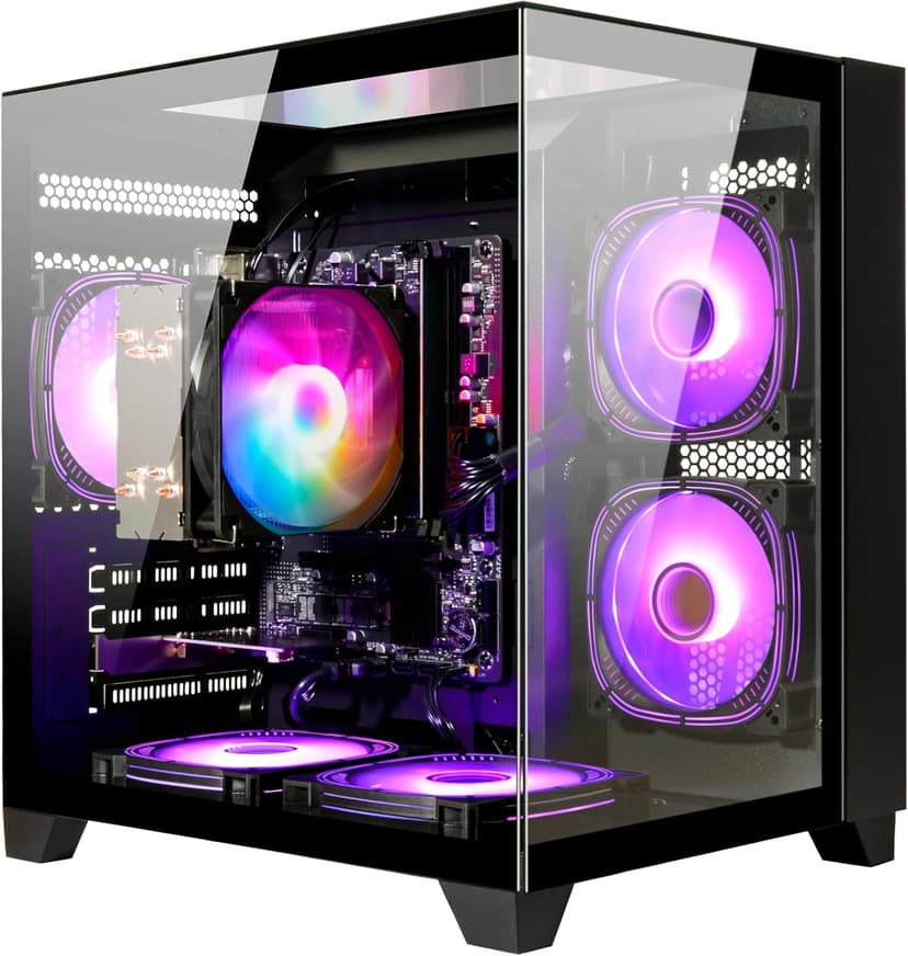 LXZ Desktop PC Computer AMD Ryzen 5 5600GT 6 core 3.9GHz, 16G DDR4 RAM, 512G NVME SSD, Tower Computer for Home and Office (Black)
