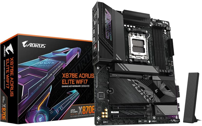 GIGABYTE X870E AORUS Elite WIFI7 AMD AM5 LGA 1718 Motherboard, ATX, DDR5, 4X M.2, PCIe 5.0, USB4, WIFI7, 2.5GbE LAN, EZ-Latch, 5-Year Warranty