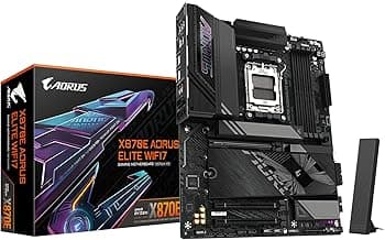GIGABYTE X870E AORUS Elite WIFI7 AMD AM5 LGA 1718 Motherboard, ATX, DDR5, 4X M.2, PCIe 5.0, USB4, WIFI7, 2.5GbE LAN, EZ-Latch, 5-Year Warranty
