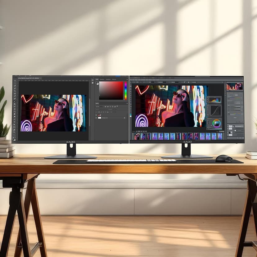Kado Dual Monitor Setup - 2-Pack 27" 1920x1080 Computer Monitor 75Hz VESA Mount HDMI Office Gaming Hybrid Built-in Speakers (E27X Dual Series)