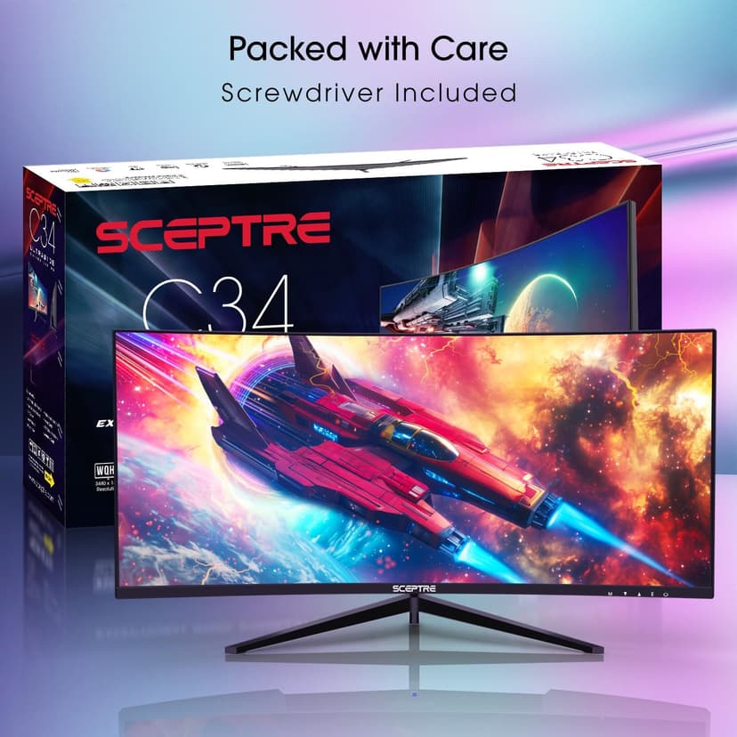 Sceptre New Curved 30-inch Gaming Monitor 200+Hz Build-in Speakers 2560 x 1080p HDMI x2 DP x2 2025