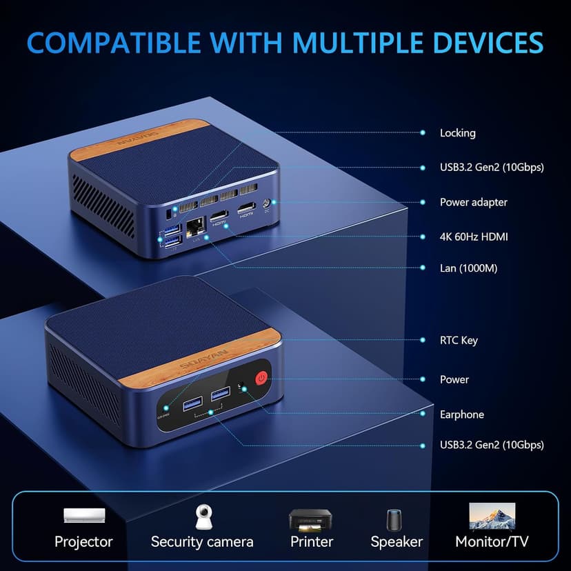 Mini PC, 13th Twin Lake N150 Linux Mini Computers (up to 3.6GHz) 16GB DDR4 512GB SSD Ubuntu Small Desktop Computer 4K Dual Display/WiFi 6/USB3.2/BT5.2/Gigabit Ethernet for Home, Office,Business