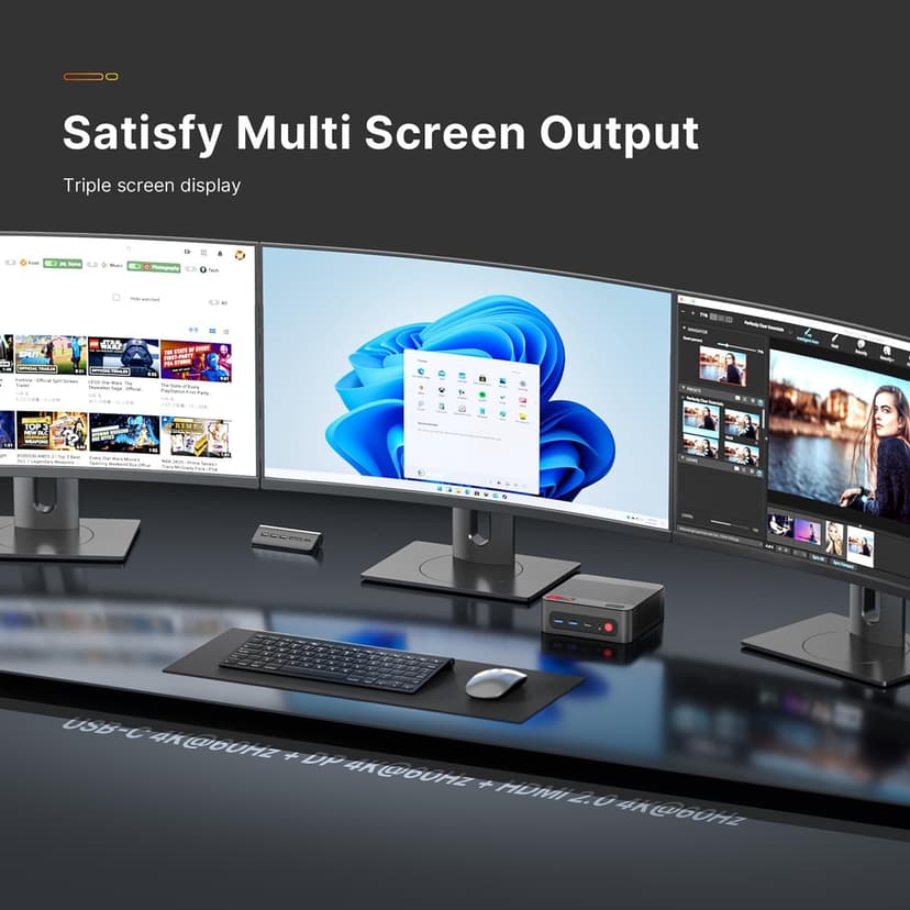 P4 Plus Mini PC Desktop Computers, AMD Ryzen 7 5825U (up to 4.5GHz), 32GB DDR4, 1TB PCIe SSD, Dual LAN 2.5G & Wi-Fi 6E & BT5.2, 4K Triple Display, Compact Silent PC for Gaming, Office, Design