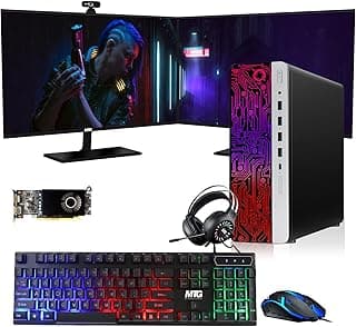 TechMagnet 2023 G3 Gaming Desktop PC, Intel Core i7 6th Gen, RX 550 Graphics, 16GB RAM, 1TB SSD, MTG New 24 Inch Dual Monitor, RGB Keyboard Mouse, RGB Headphone, Webcam, Windows 11 Pro (Renewed)