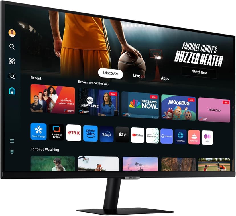 SAMSUNG 32-Inch M7 (M70D) Series 4K UHD Smart Monitor with Streaming TV, Speakers, HDR10, USB-C, Multiple Ports, Gaming Hub, SolarCell Remote, Vision Accessibility Tools, LS32DM702UNXGO, 2024, Black