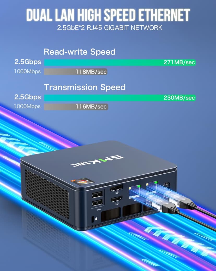 GMKtec M5 Plus Gaming Mini PC Ryzen 7 5825U (Upgraded 7430U/ 5700U), 32GB RAM 1TB SSD Dual NIC LAN 2.5GbE Desktop Computers Office Home, Triple 4K Display, WiFi 6E, USB3.2, USB-C, BT 5.2, DP, HDMI 2.0