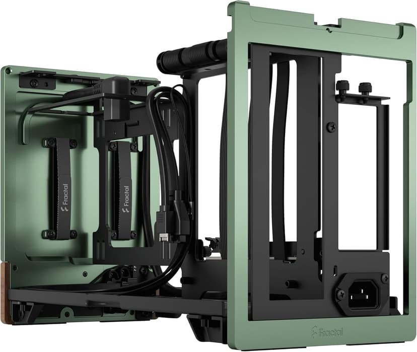 Fractal Design Terra Jade - Wood Walnut Front Panel - Small Form Factor - Mini ITX Gaming case – PCIe 4.0 Riser Cable – USB Type-C - Anodized Aluminum Panels