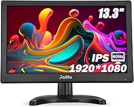 JaiHo 13.3 Inch Small HDMI Monitor 1920×1080 Resolution 60Hz HD IPS Display Screen, 16:9 Security Monitor for Gaming CCTV Security Camera Raspberry Pi PC, Built-in Speaker, Black